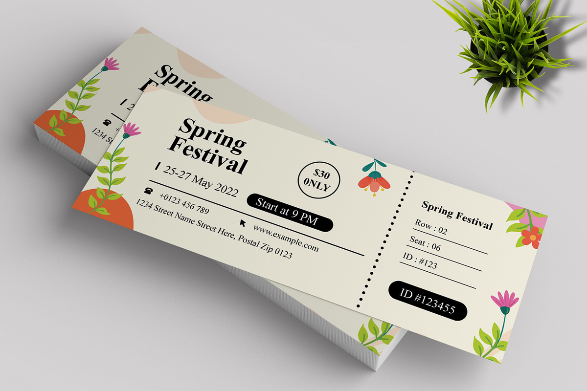 Spring Festival Ticket Design, a Stationery Template by MightyDesign (Photo 5 of 7)