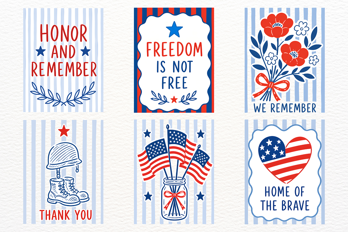 Memorial Day Clipart Patriotic PNG, a Seasonal Illustration by SugarCloudStudioArt (Photo 3 of 4)