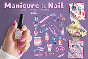 Manicure clip art, seamless pattern, a Work Illustration by CpandoShop (Thumbnail 1 of 5)