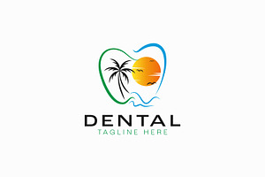 Dental Logo Abstract Sunset Beach, a Branding & Logo Template by Signatoro