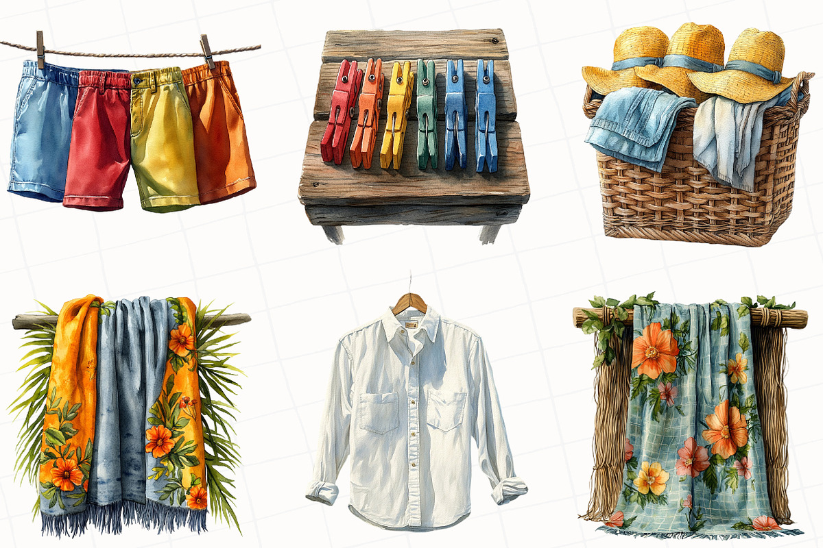 Summer Laundry Day Clipart, an Illustration by OK Design (Photo 4 of 5)