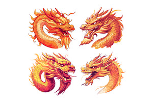 China dragons cartoon vector set, an Object Illustration by Onyx