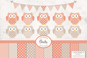 Vintage Peach Owl Vectors & Papers, an Animal Illustration by Amanda Ilkov (Thumbnail 1 of 3)
