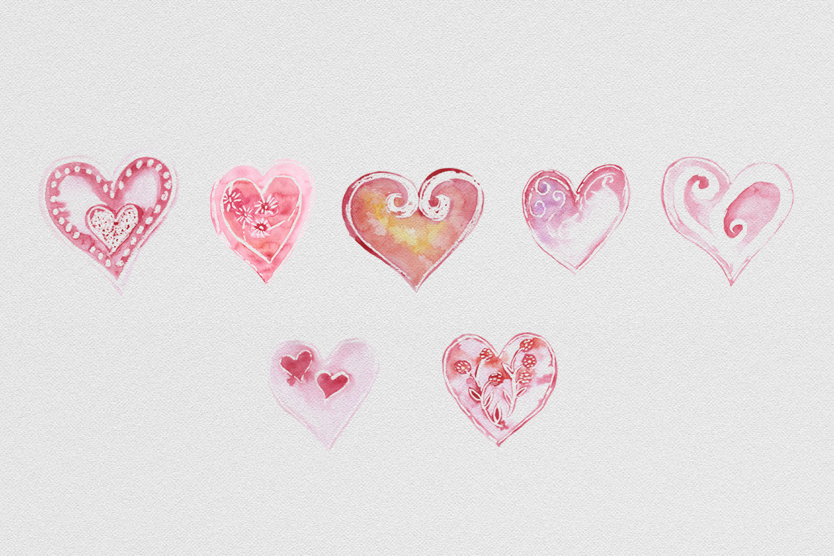22 Watercolor Textured Hearts preview 4