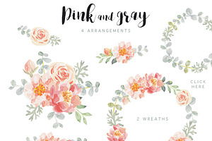 Pink And Gray Floral Collection