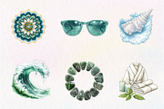 Summer Coastal Serenity Clipart, an Illustration by CreationArt (Thumbnail 4 of 5)