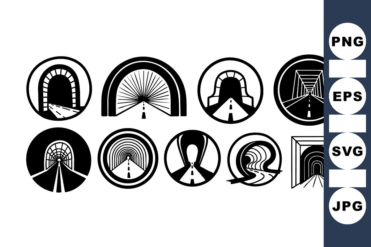 Tunnel Road SVG Clipart Set, an Illustration by designvectx (Photo 1 of 3)