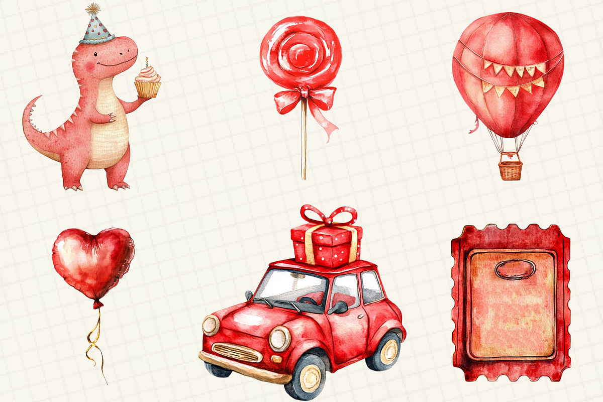Red Kids Birthday Clipart, an Illustration by OK Design (Photo 5 of 5)