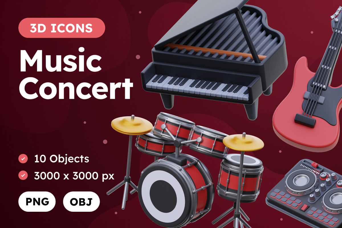 Music Concert 3D Icons, an Object 3D Model by Rakata Studio (Photo 1 of 7)
