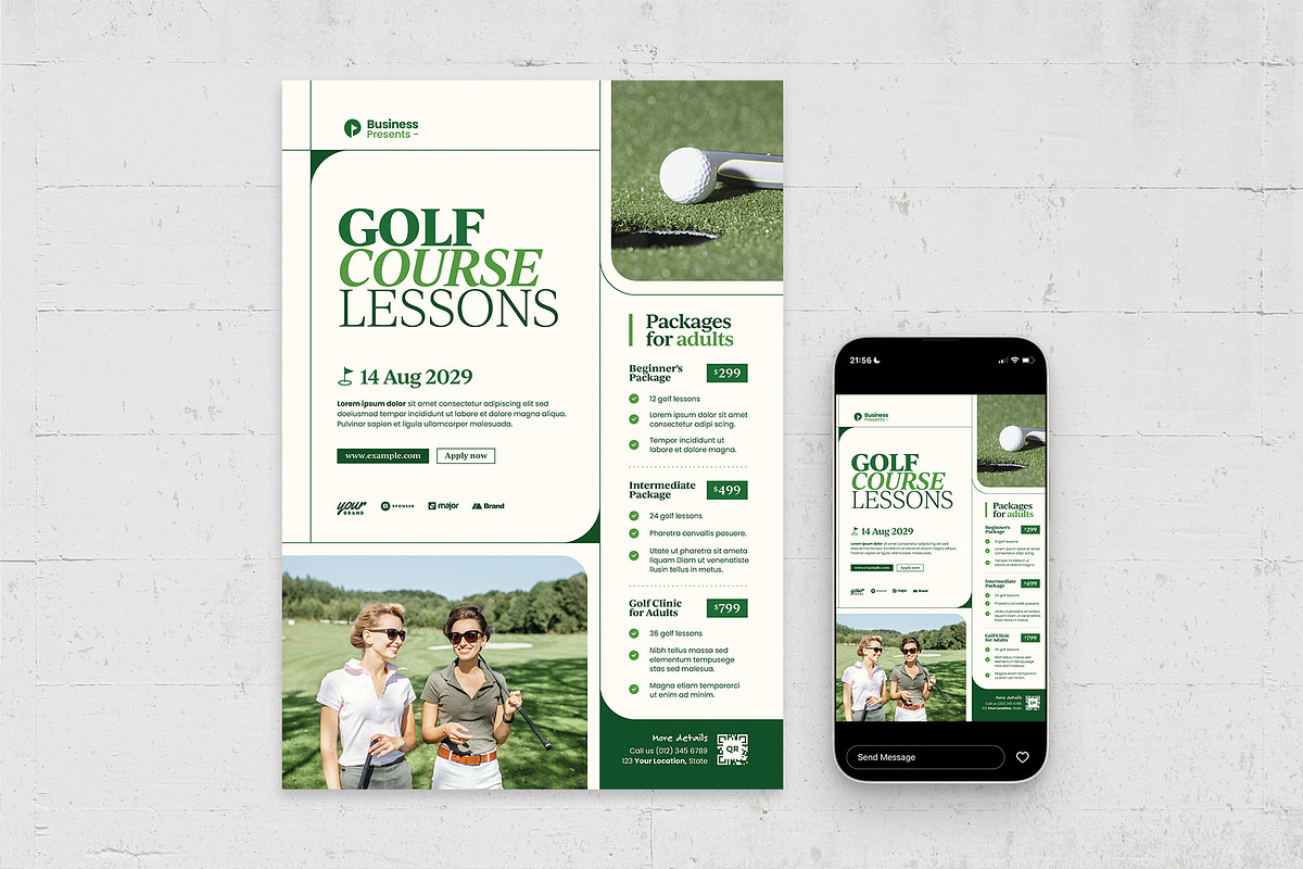 Golf Lessons Flyer / Poster Template, a Flyer Template by BrandPacks