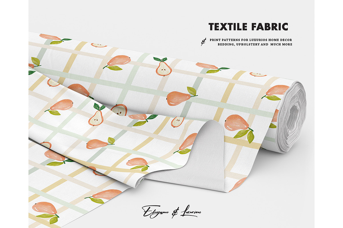 Pear Gingham Stripes Summer pattern, a Pattern Graphic by Milatoo (Photo 2 of 4)