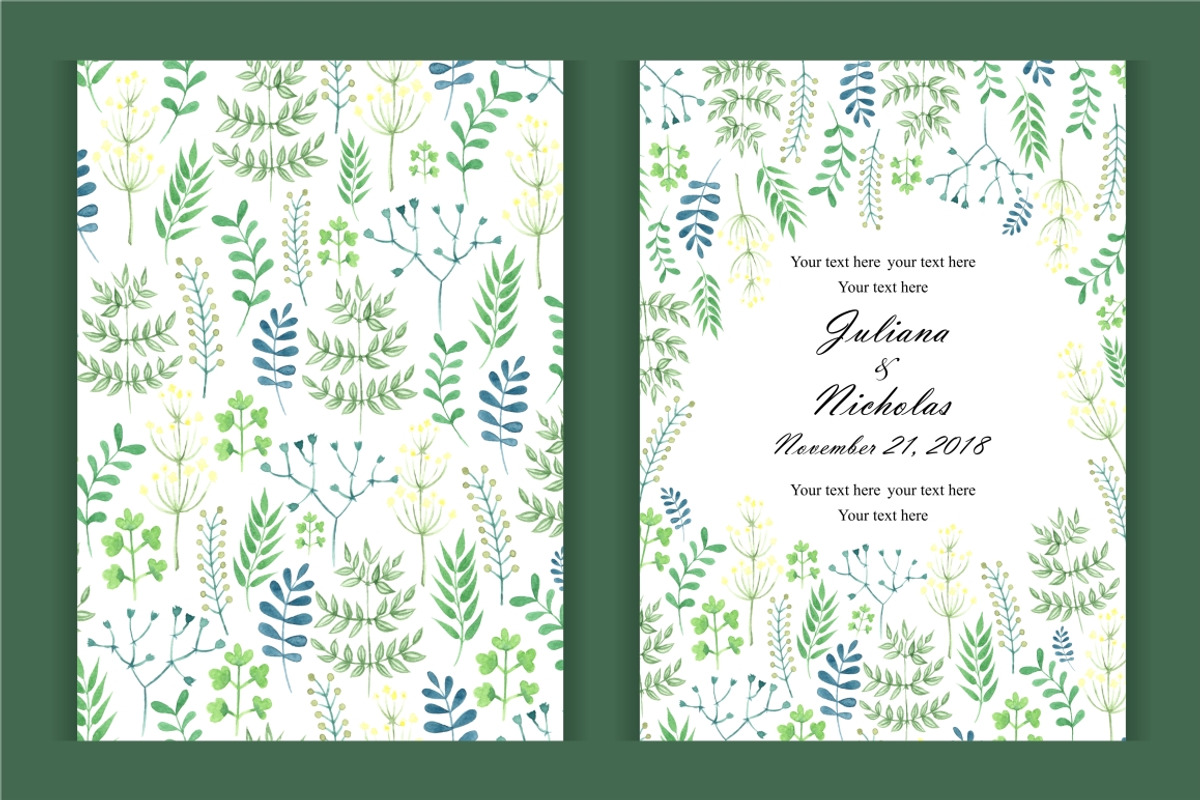 Watercolor wedding invitation set, a Card Template by NataLito (Photo 4 of 4)