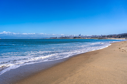 San Francisco skyline view from Golden Gate Beach, USA, a Nature Photo by GoodGoods