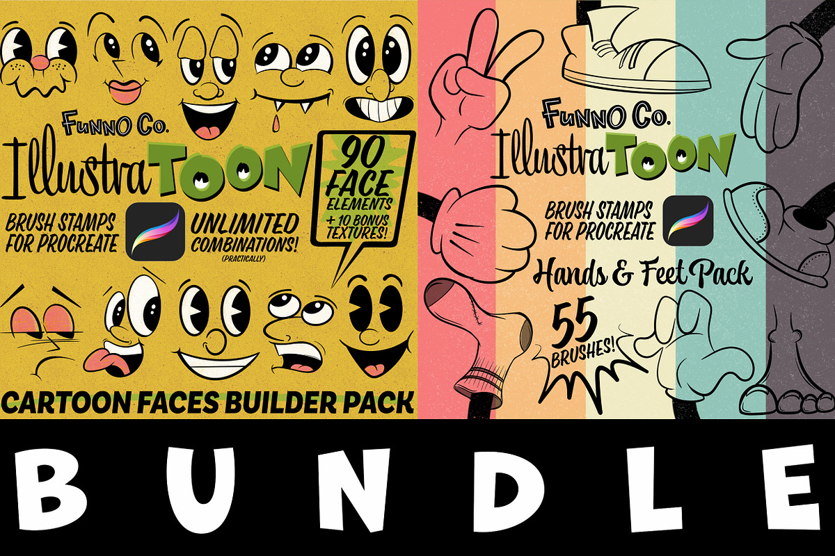Procreate Bundle! Cartoon Creator, a Brushes & More by Funno Co. (Photo 1 of 10)