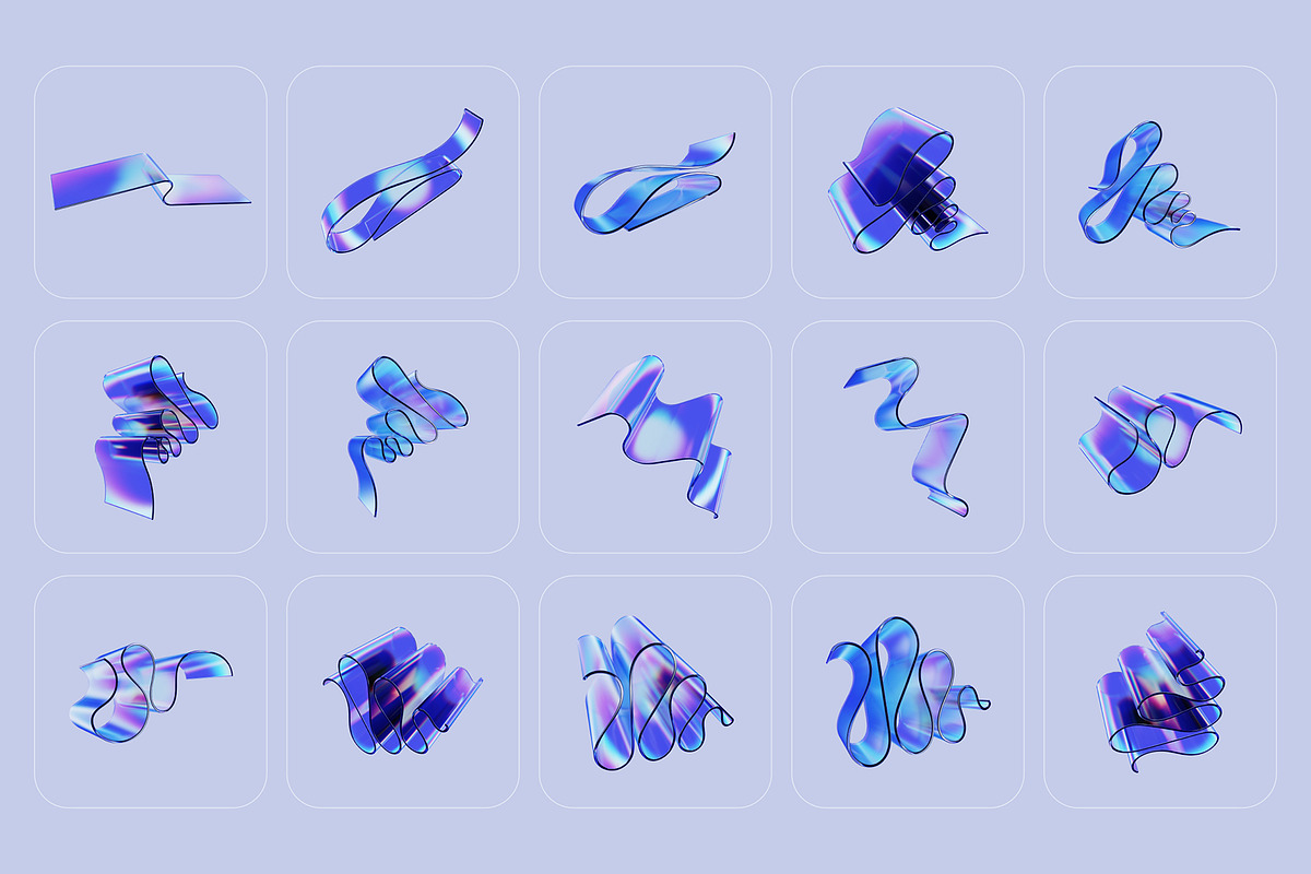 3D Glass Waves - 93 illustrations, an Object Graphic by assetpro.design (Photo 10 of 15)