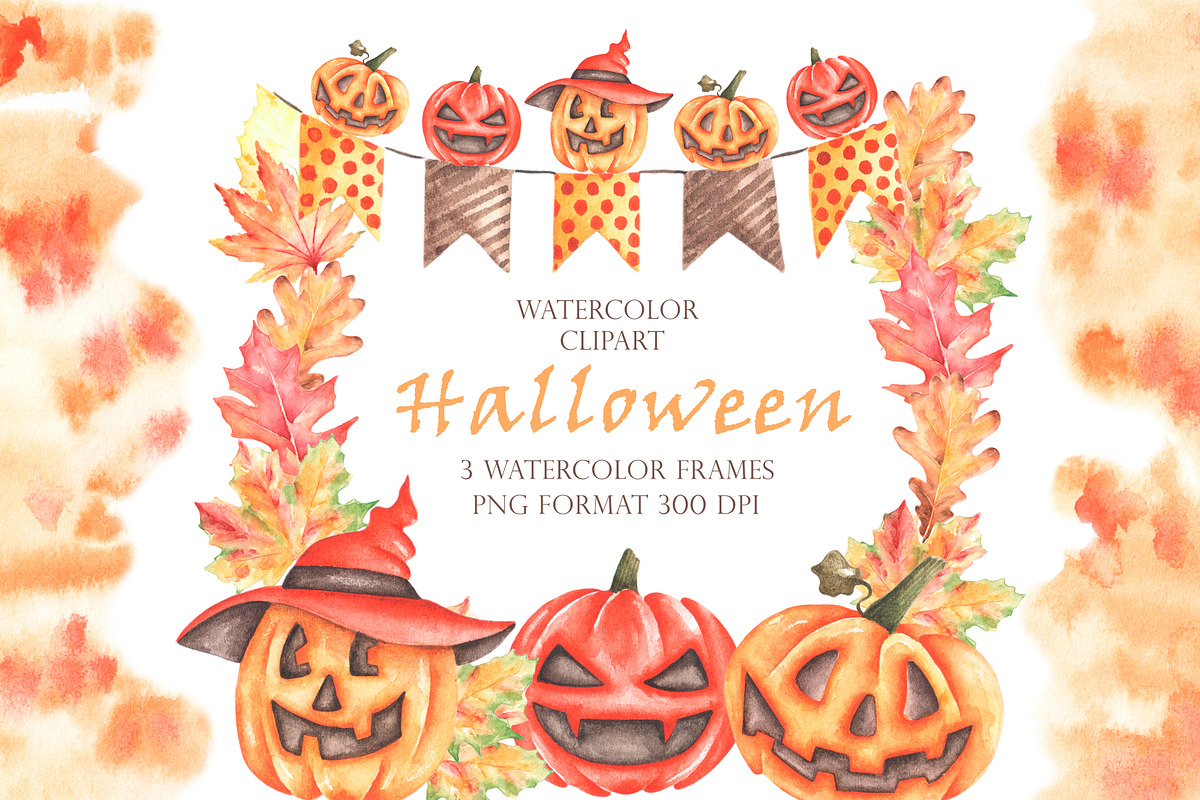 Halloween watercolor set. Fall., a Seasonal Illustration by SabinaWatercolorArt (Photo 7 of 14)