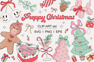 Preppy Coquette Christmas clip-arts, a Seasonal Illustration by @olga.angelloz