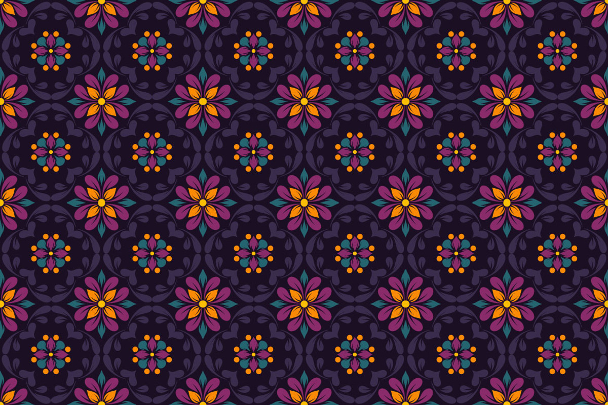 Purple Flowers Seamless Pattern, a Pattern Graphic by Mightyfire