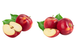 Red apple with half isolated on
