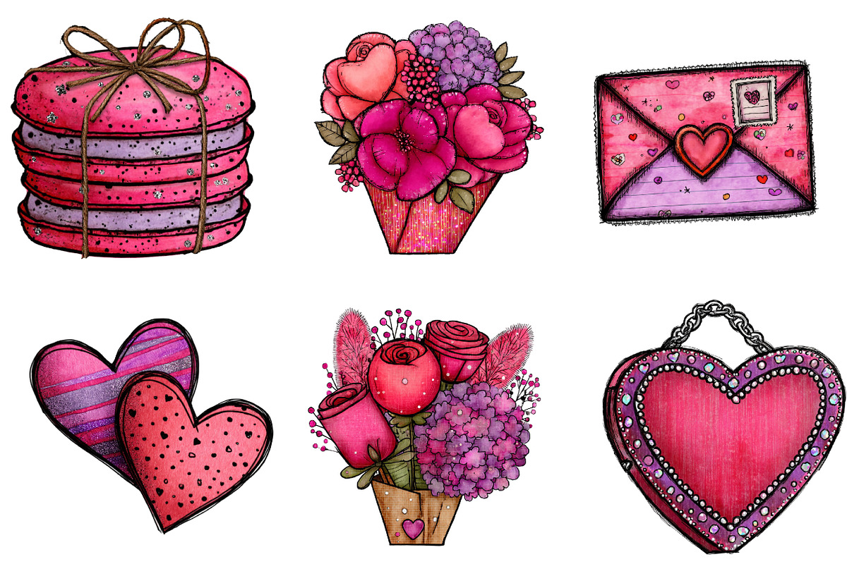 Watercolor Valentine Clipart, an Illustration by CreationArt (Photo 3 of 5)