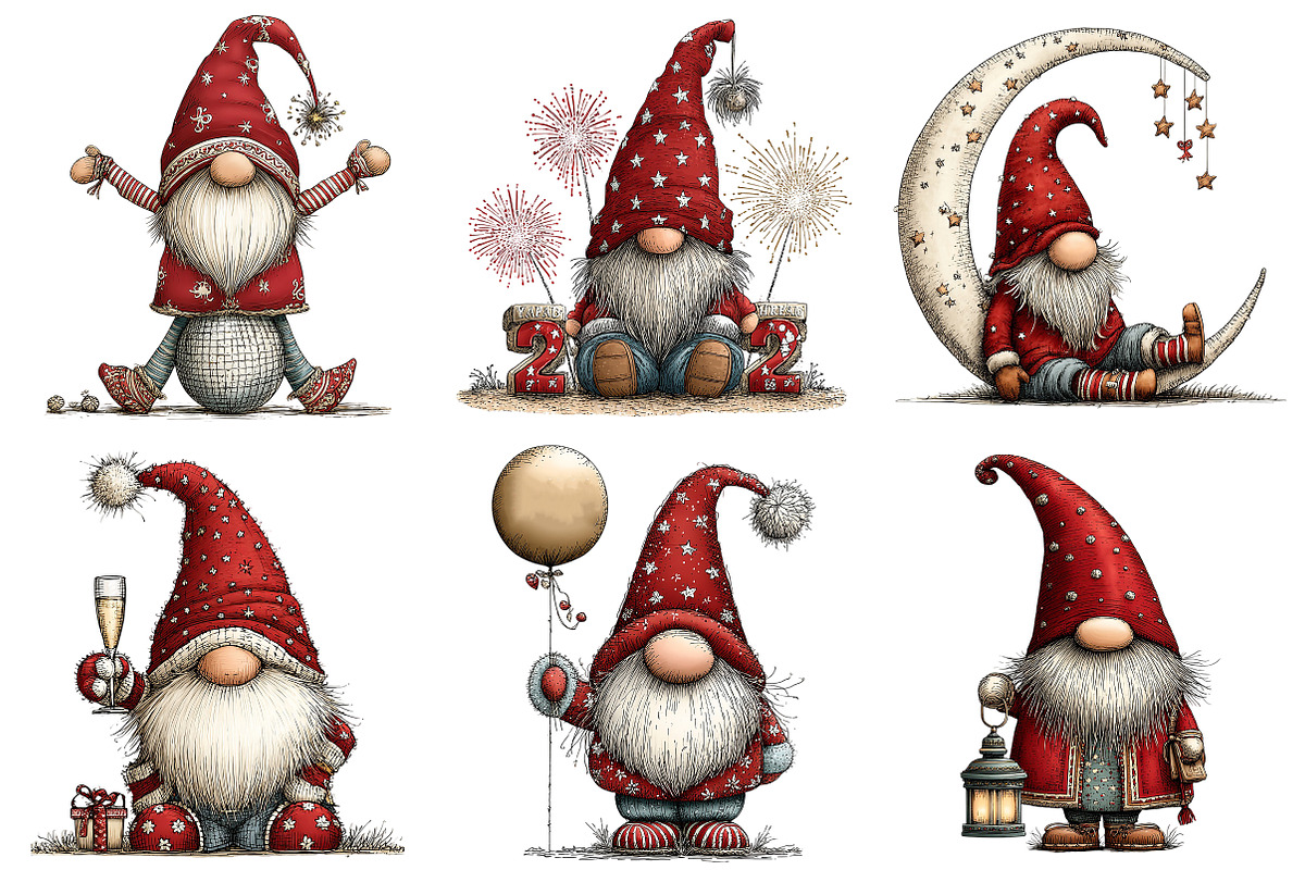 New Year Gnome Clipart, an Illustration by Craft Nest (Photo 8 of 9)