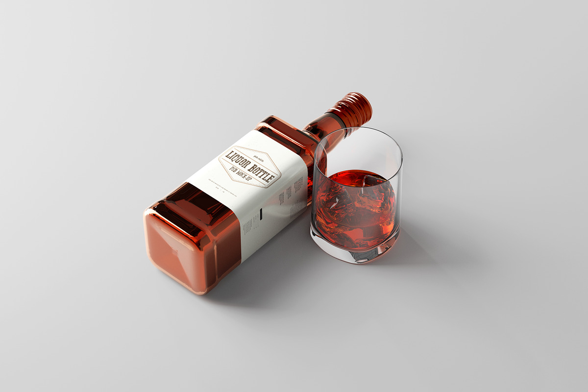 Square Liquor Bottle Mockup, a Cups & Container Mockup by pmvch (Photo 9 of 15)