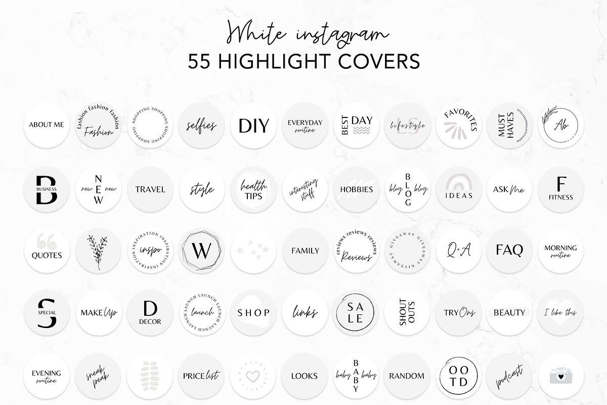 Instagram highlight covers in White, a Social Media Template by SwitzerShop (Photo 1 of 3)