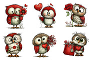 Whimsical Valentine's Owls Clipart, an Illustration by Dream Creation (Thumbnail 5 of 6)