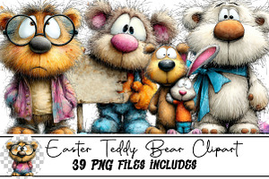 Easter Teddy Bear Clipart, an Illustration by DreamArtGraphic