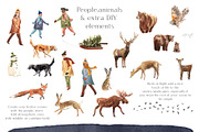 Watercolor Christmas Scenes, an Animal Illustration by Twigs and Twine (Thumbnail 6 of 15)