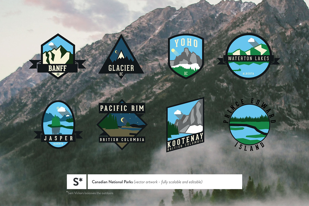 Canadian National Parks Badges, an Icon by Sam Vickars* (Photo 1 of 4)