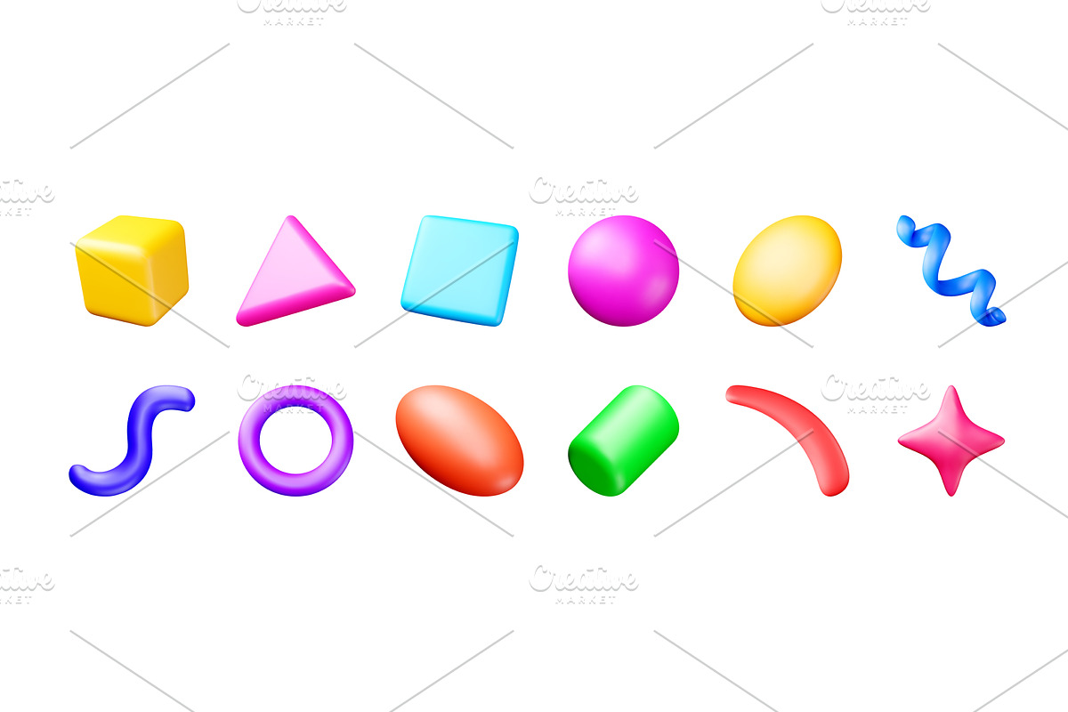 Set of colorful confetti 3d, an Illustration by Abscent