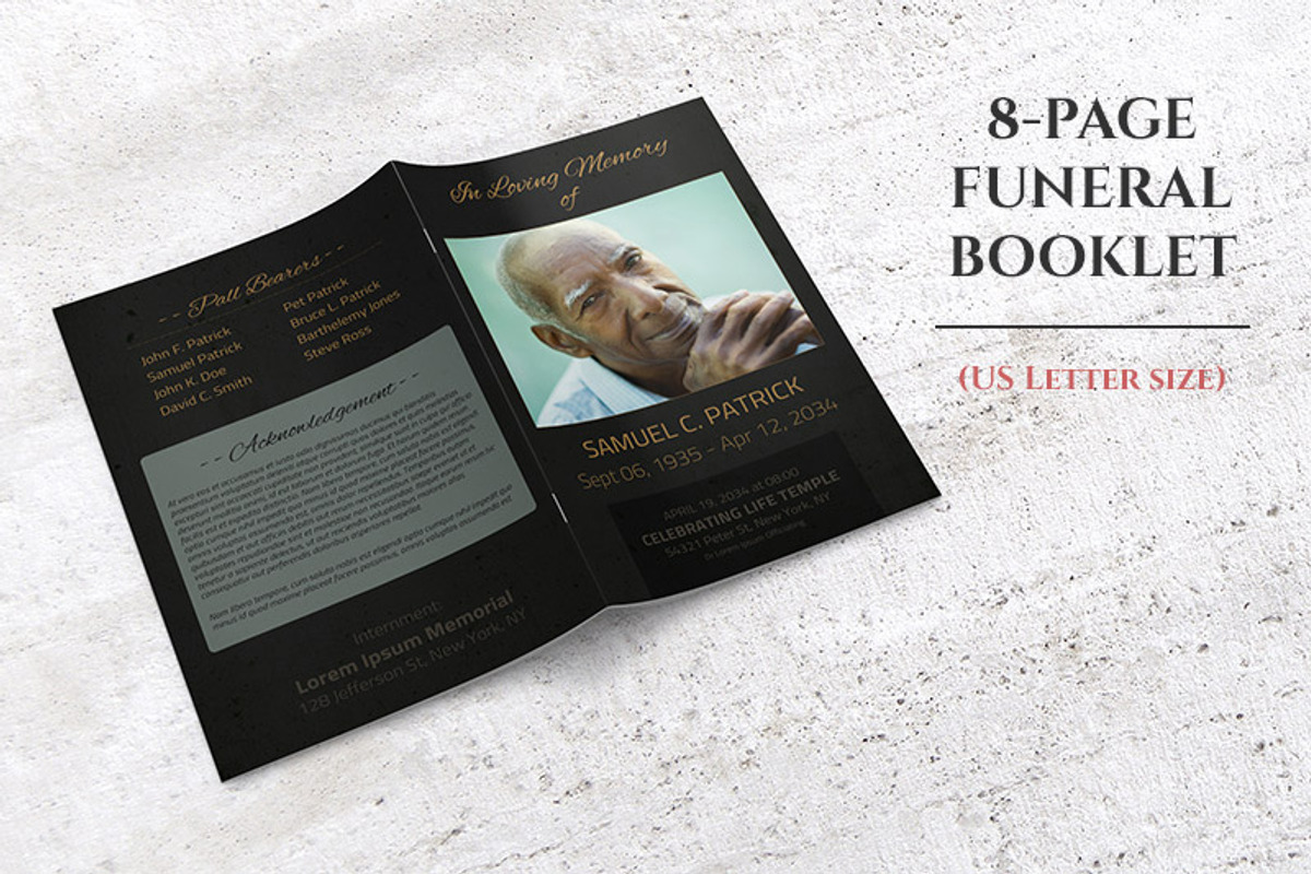 Dark 8-Page Funeral Booklet, a Brochure Template by Final Tribute (Photo 1 of 4)