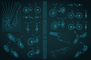 Bicycle Blueprints Set, a Transportation Illustration by Blacklight