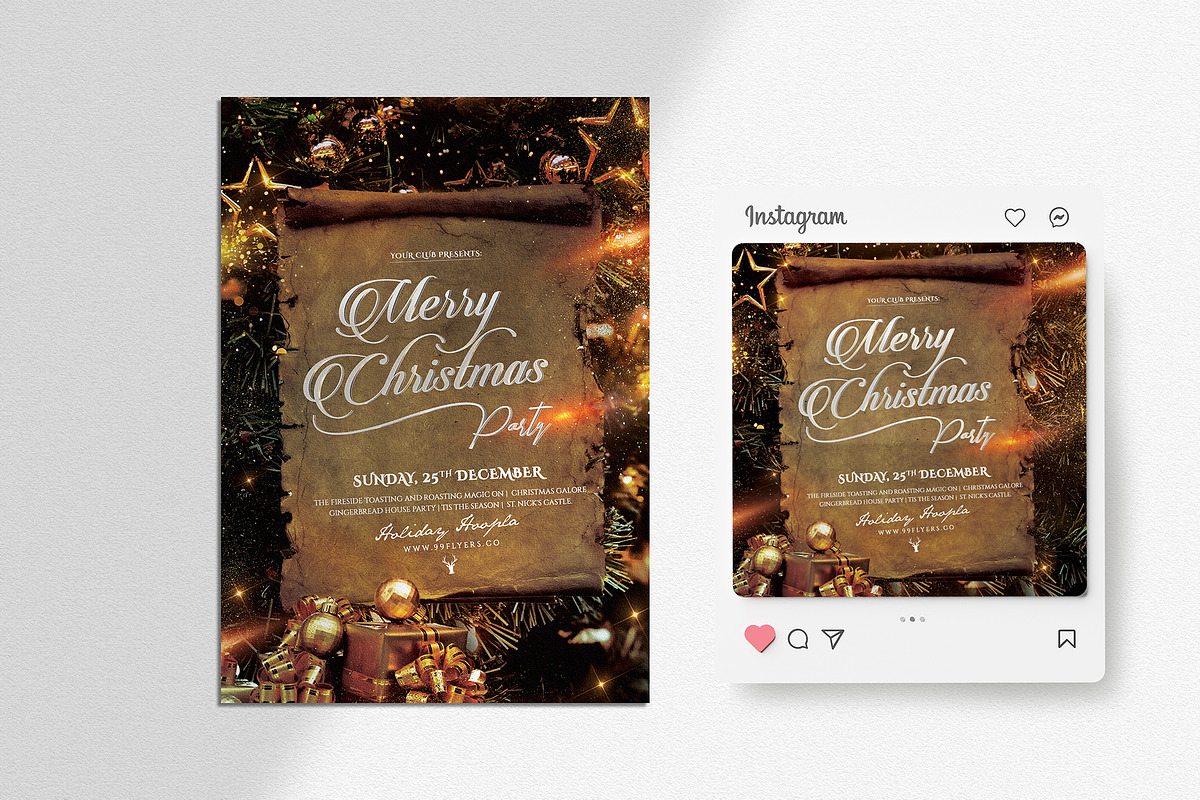 Elegant Christmas Party Flyer, a Flyer Template by Ronita Shkodra