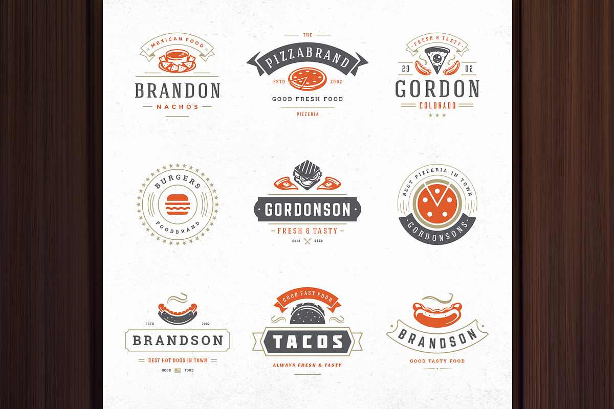36 Fast Food Logos and Badges, a Branding & Logo Template by Vasya Kobelev (Photo 2 of 18)