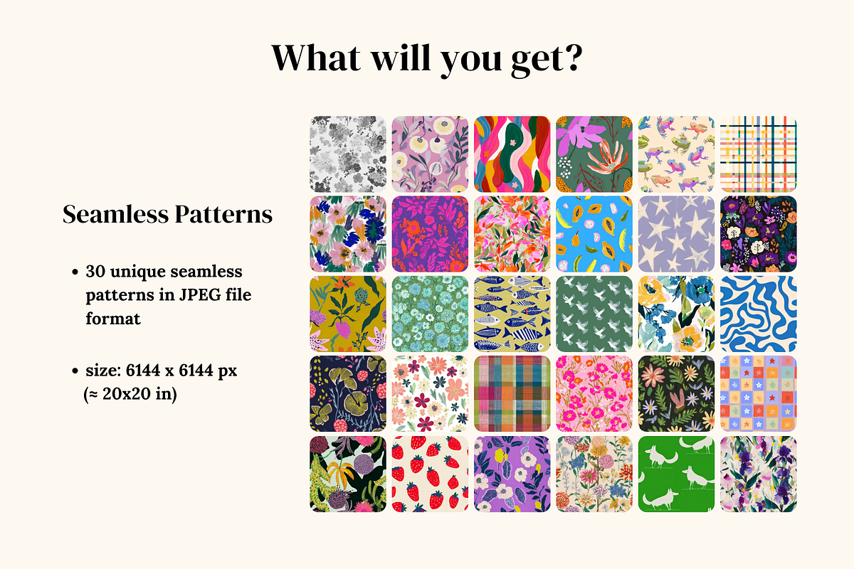 Funky Seamless Patterns, a Pattern Graphic by Ninterints (Photo 2 of 19)