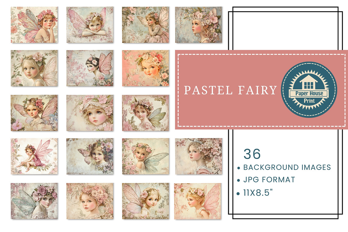 Whimsical Pink Pastel Fairies Papers, an Illustration by NiiiNArt (Photo 4 of 8)