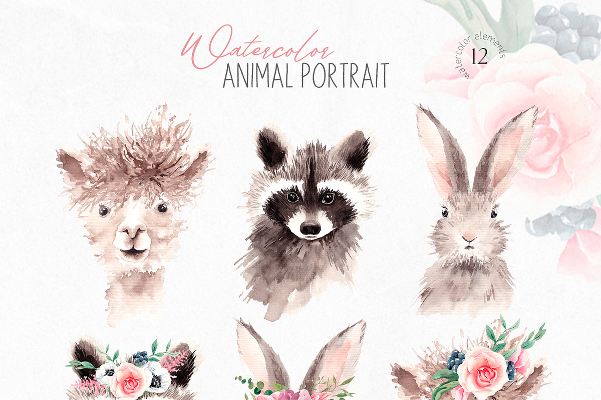 Watercolor Animal Portraits, an Animal Illustration by YuliyaArtGarden (Photo 2 of 5)
