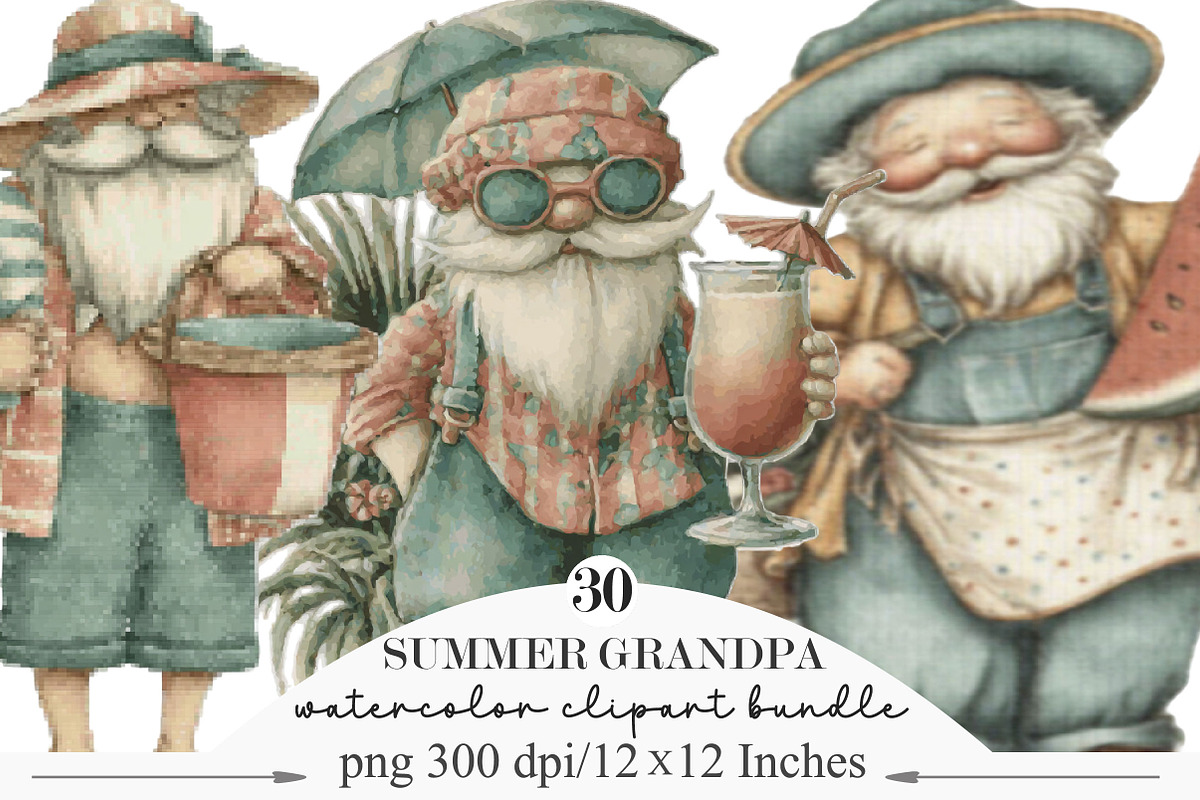 Whimsical Summer Grandpa Clipart, an Illustration by Designking (Photo 1 of 5)