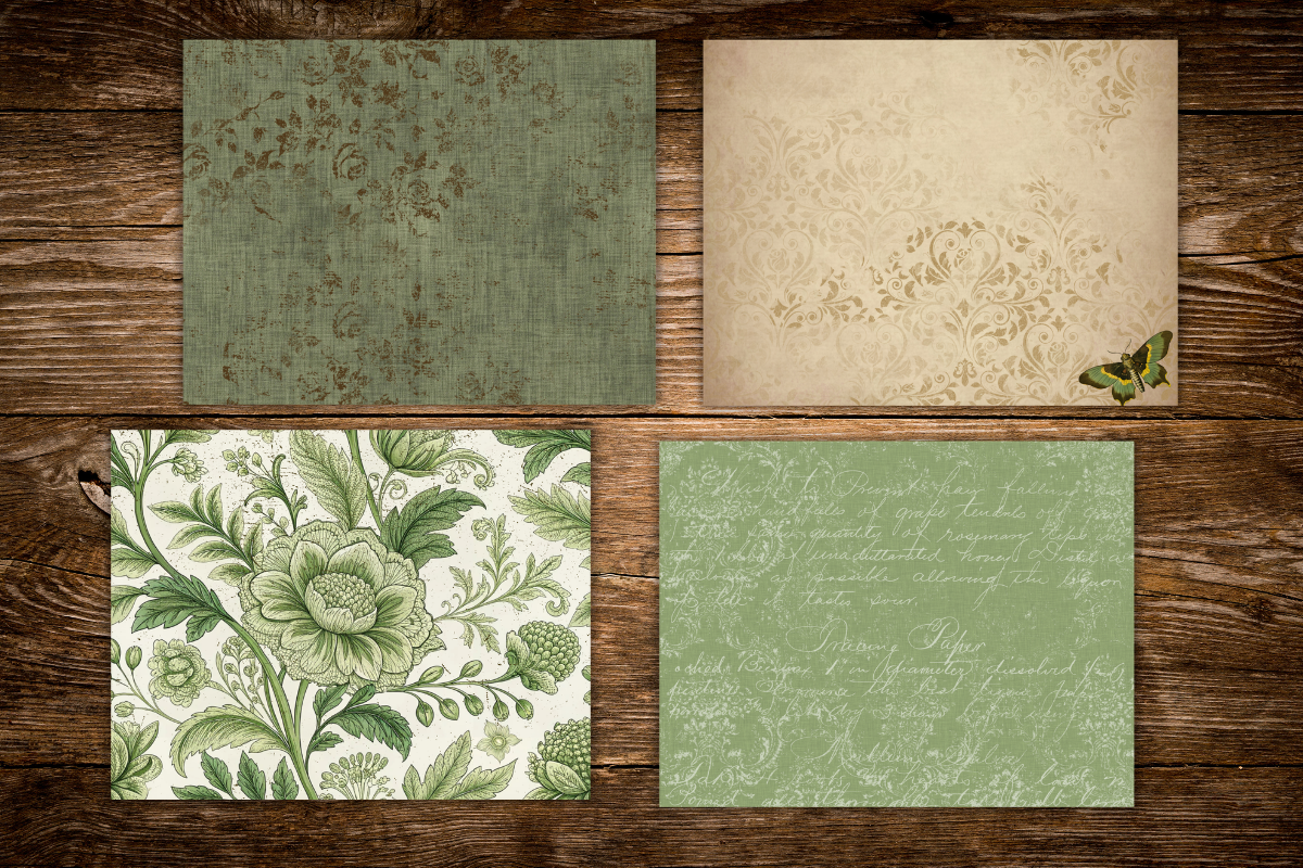 Vintage green digital papers,, a Texture Illustration by Shabbypaperboutique (Photo 2 of 4)