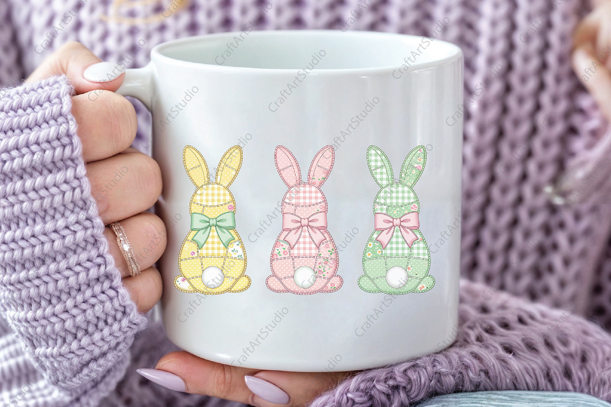 Patchwork Bunny Appliqué Design PNG, an Illustration by CraftArtStudio (Photo 3 of 4)