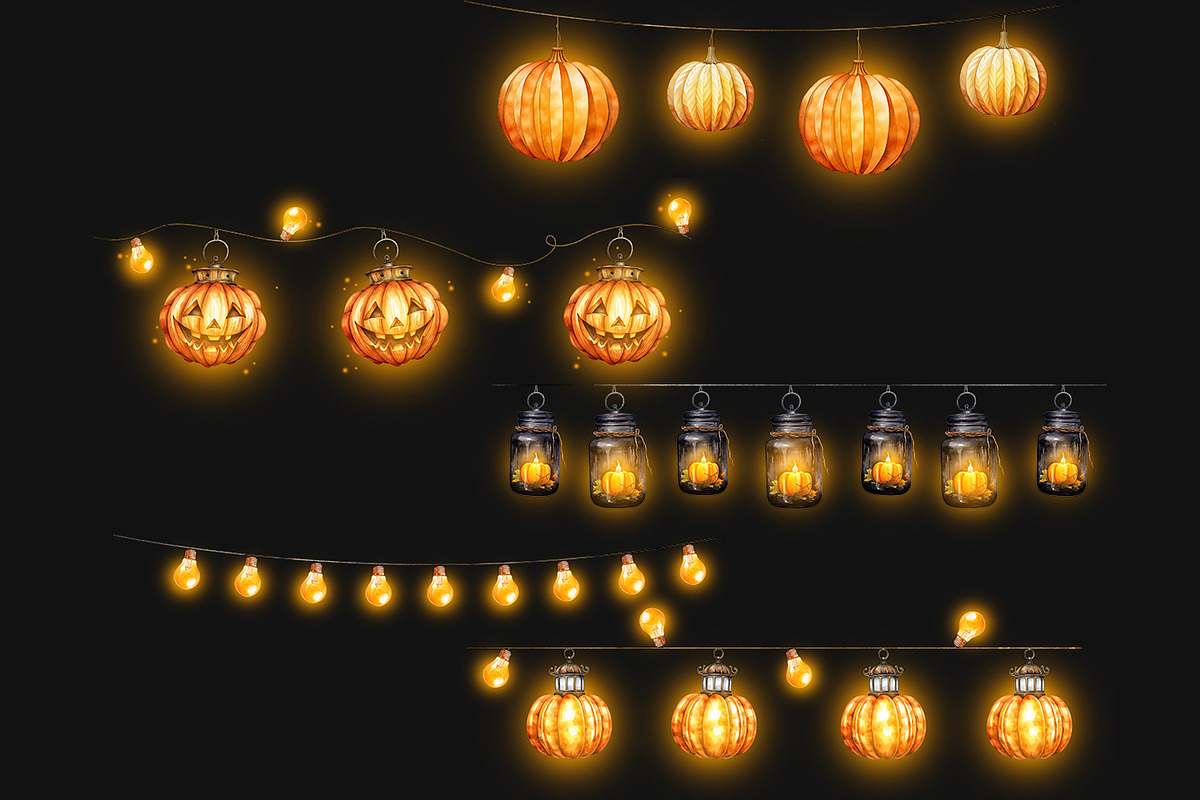 Halloween String Light PNG Overlays, an Object Graphic by PixelJungle (Photo 5 of 6)