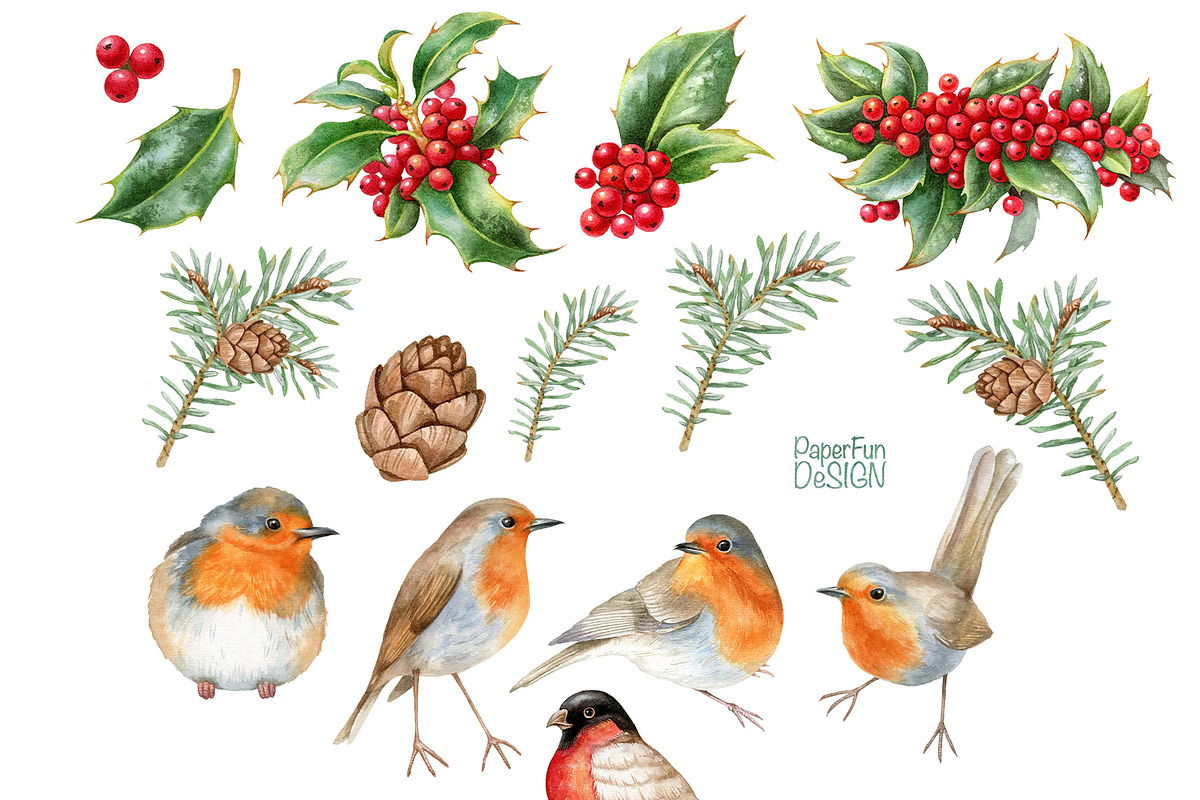 Christmas collection clip art., an Illustration by Mary (Photo 2 of 9)