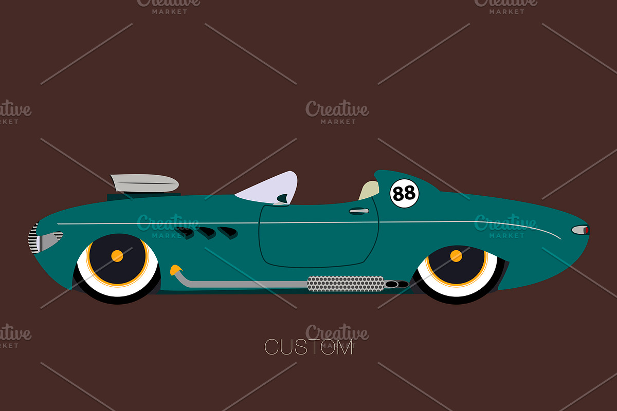retro convertible custom car, an Illustration by FMR IBERICA