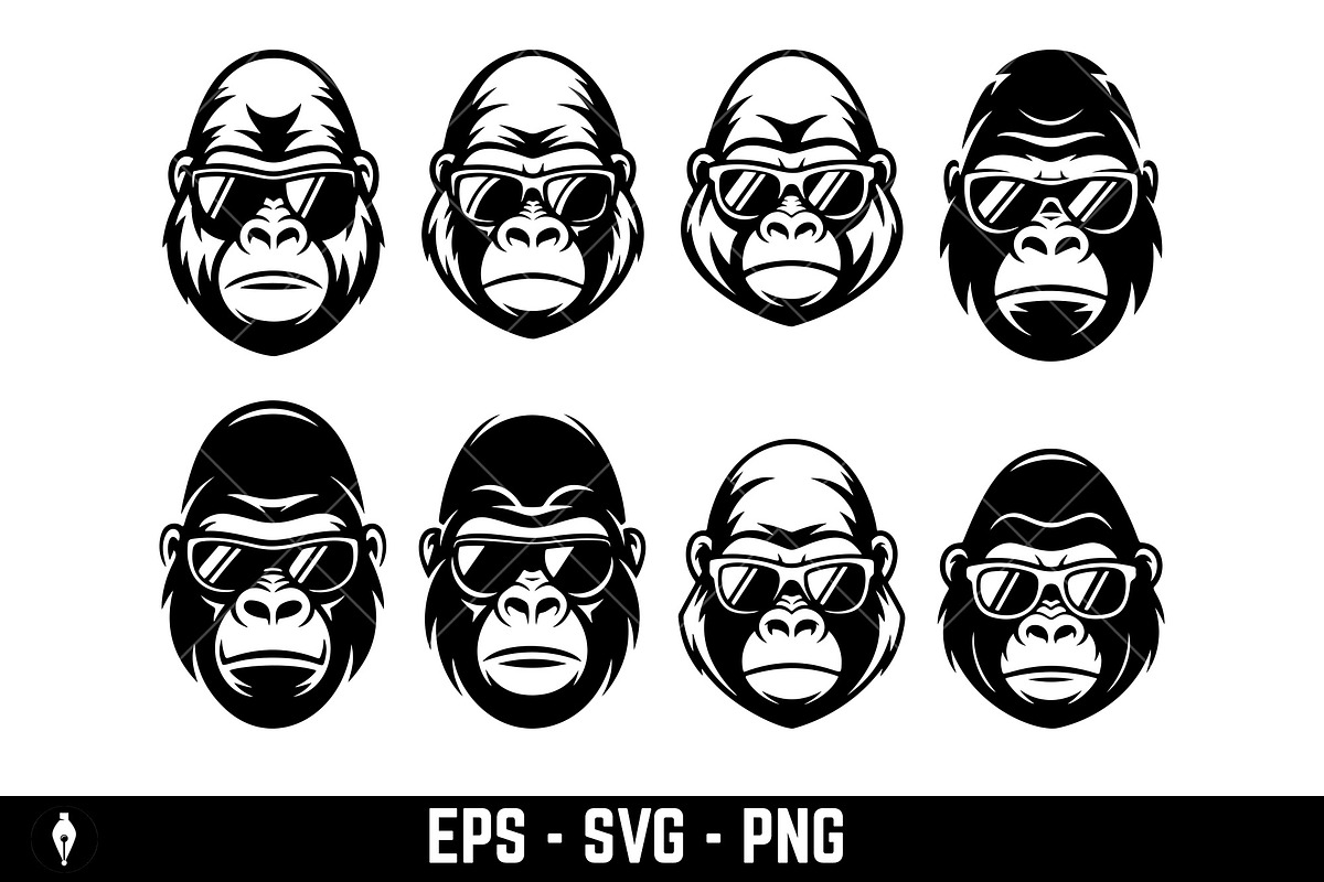 Gorilla or monkey's face, an Animal Illustration by Vectorhight (Photo 1 of 3)