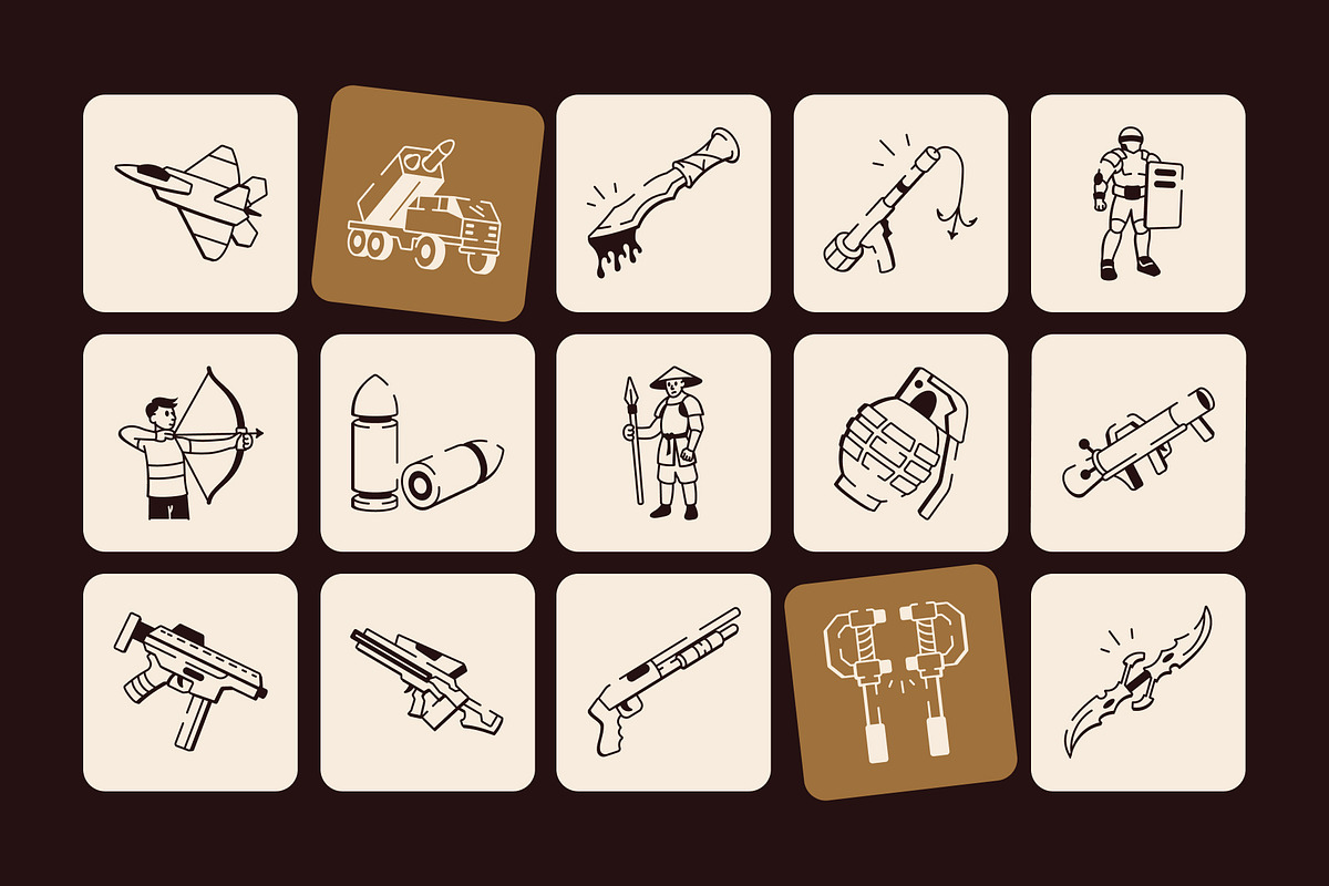 Animated Weapon Drawing Art Set, an Outline Icon by Vectors Market (Photo 3 of 5)