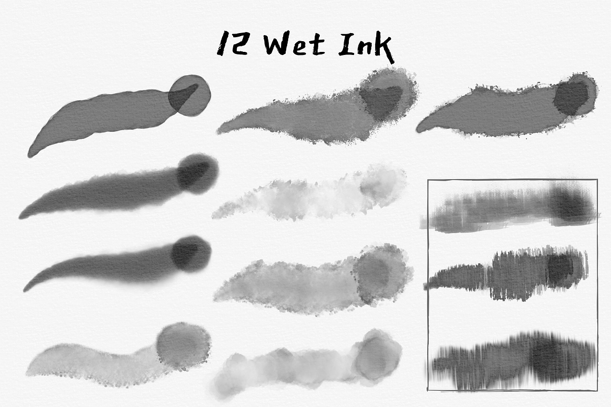 Procreate Japanese ink brush&stamps, a Brush Add-On by ProcreateiBox (Photo 3 of 11)