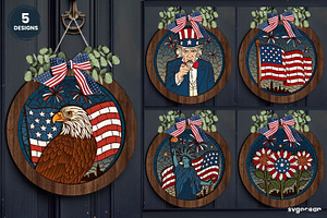 Patriotic Door Sign Bundle, a Decorative Illustration by svgocean