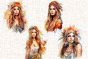 Watercolor Bohemian Beauty, a Person Illustration by Mash Mash Stickers (Thumbnail 3 of 9)